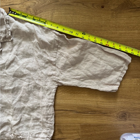Woolovers 100% Light Beige Linen Button-Front Women's Top - Picture 8 of 8